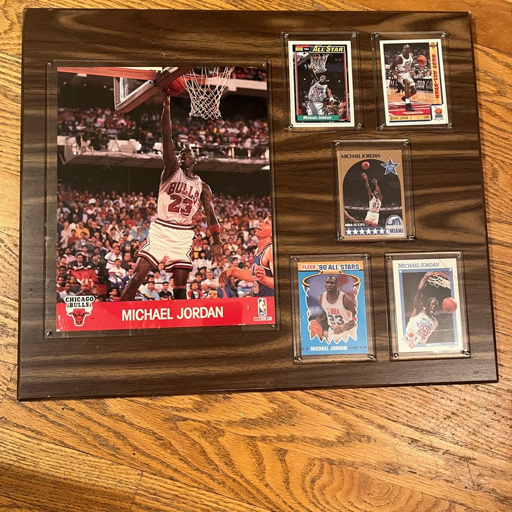 Michael jordan plaque with vintage all star game cards+